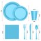 Exquisite 350 Pcs Plastic Plates for Party – Disposable Plates Set – 50 Each of 9" Dinner Plates, 7" Dessert Plates, Plastic Cups, Napkins & Plastic Cutlery – Plastic Dinnerware by Party Solids